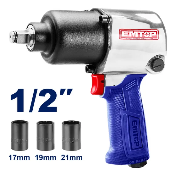 Llave Pistola Impacto Neumatica 1/2 PuLG 3 Dados Emtop