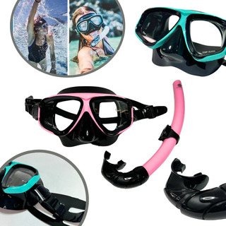Snorkel Tubo Respirador Supernova Dry Silicone E Máscara Snorkel Tubo Respirador Supernova Dry Silicone E Máscara