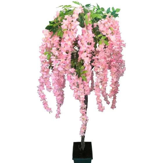 Arbol Plantas Flores Artificiales Planta 150 Cm Gomero Bambu Color Rosa