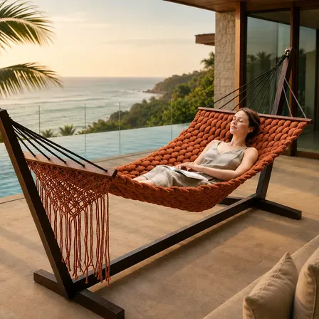 Rede Descanso Tricô Náutico Área Externa Premium Jardim Terracota Rede Ilua