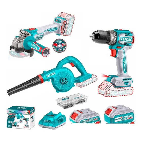 Kit Taladro + Esmeril + Soplador 20v Total Tosli241192