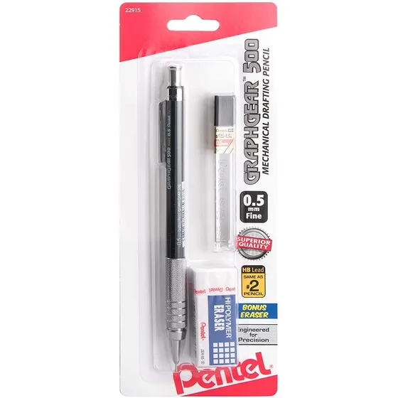 Pentel Graph Gear 500 - Portaminas 0.5 Mm Minas Y Borrador