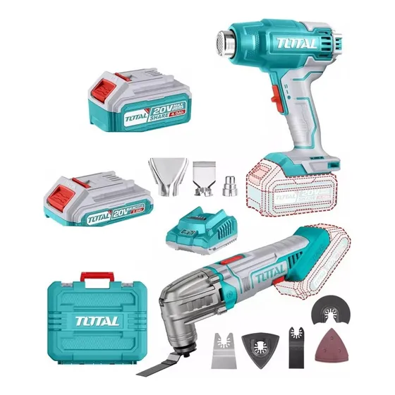 Kit Pistola De Calor + Herramienta Oscilante Multiuso 20v Color Turquesa