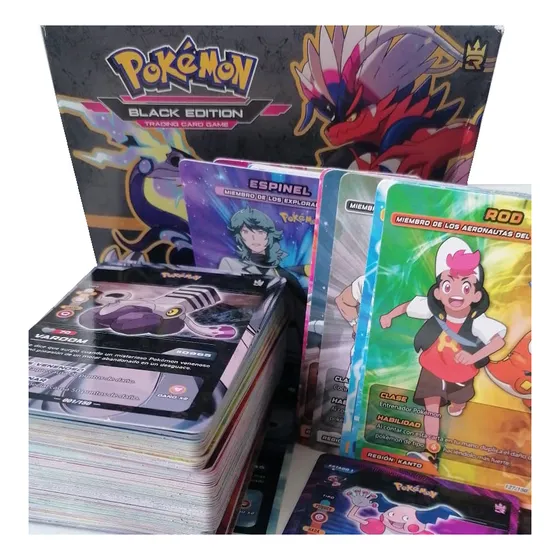 Set Completo 200 Cards Básicas Pokémon 3reyes Black + Binder