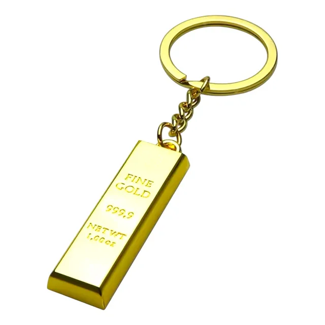 Chaveiro Enfeite Lingotes Barra De Ouro Metal Fake Decora