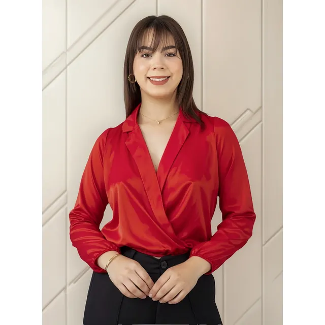 Blusa Magaly Tela Seda Satinada Rojo Mujer
