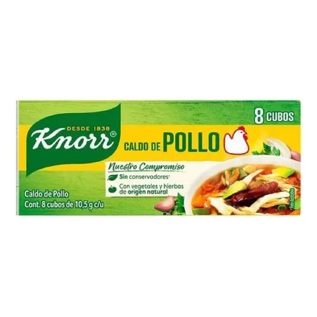 Caja Caldo De Pollo Knorr Suiza De 8 Cubos Con 105 Exhibidor
