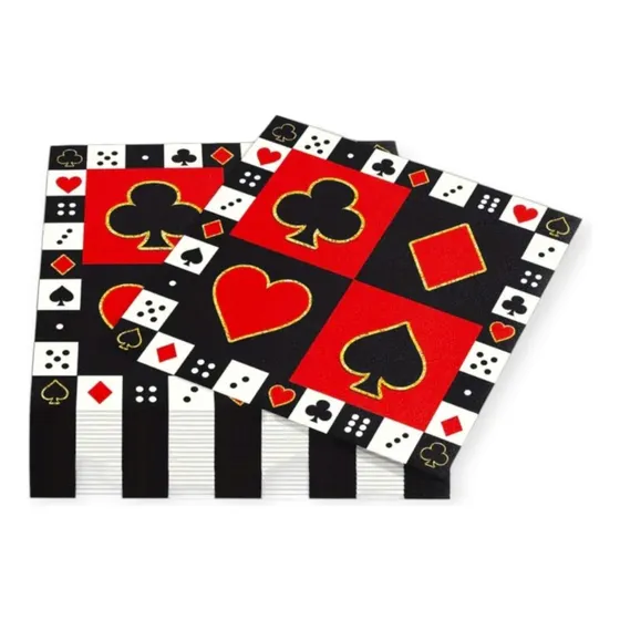 Servilletas Naipe Poker × 10 Cotillón Cumpleaños Negro