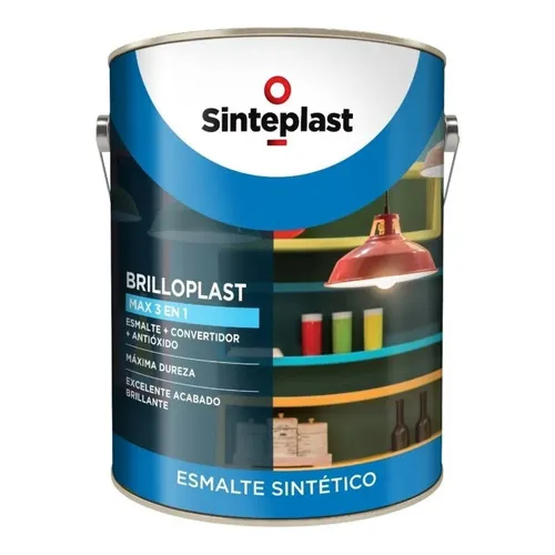 Sinteplast Brilloplast Max 3 en 1 esmalte convertidor y antioxido 4L negro