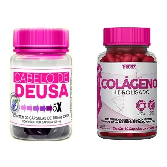 Combo Da Beleza 1 Colágeno Hidrolisado 1 Cabelo De Deusa