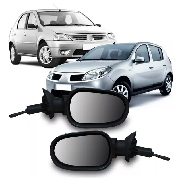 Par Retrovisor Logan Sandero 2006 2007 2008 Controle Manual