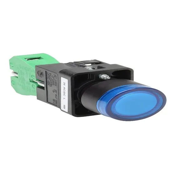 Boton Pulsador Iluminado 22mm 1no Azul Al Ras Aut Direct