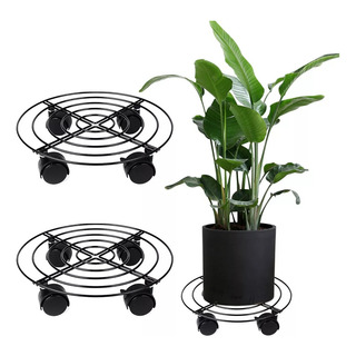 2 Soportes De Base De Maceta De Metal Con Ruedas 2 Soportes De Base De Maceta De Metal Con Ruedas