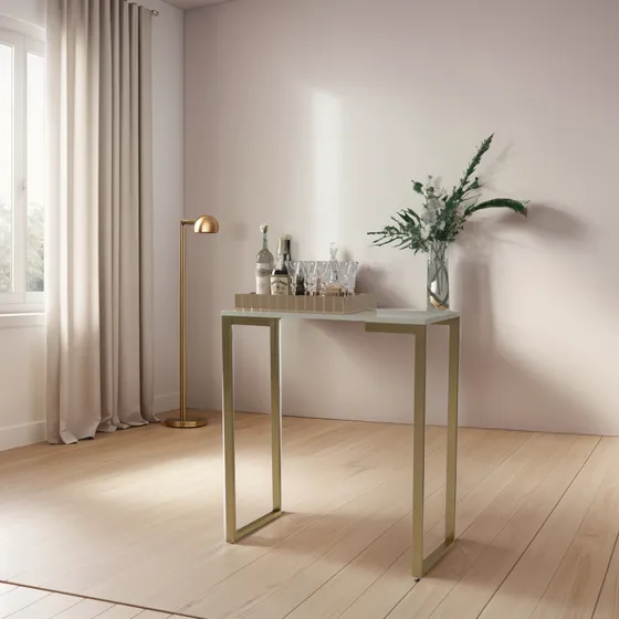 Escrivaninha Aparador Mesa Corredor 68cm X 30cm Pés Dourado 