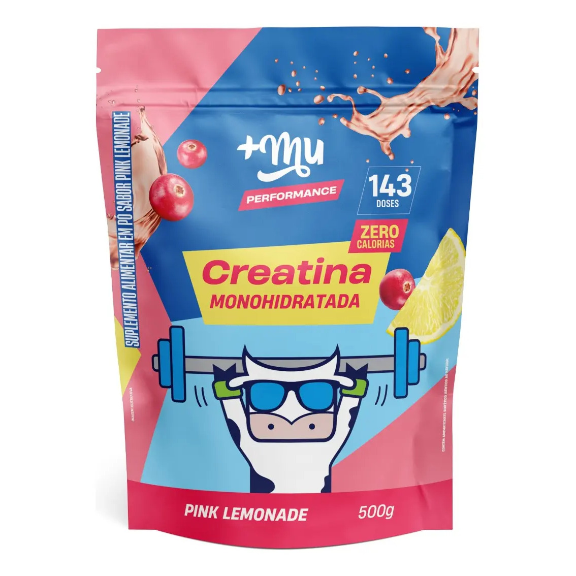 Creatina 100% Pura Pink Lemonade Refil 500g +mu Performance Limonada Rosa