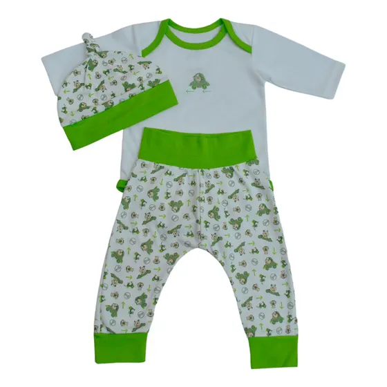Conjunto 3 Piezas Algodón Dulcebb Estilo Estampado Para Niño