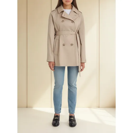 Gabardina Beige Corta Repelente Al Agua Tommy Hilfiger