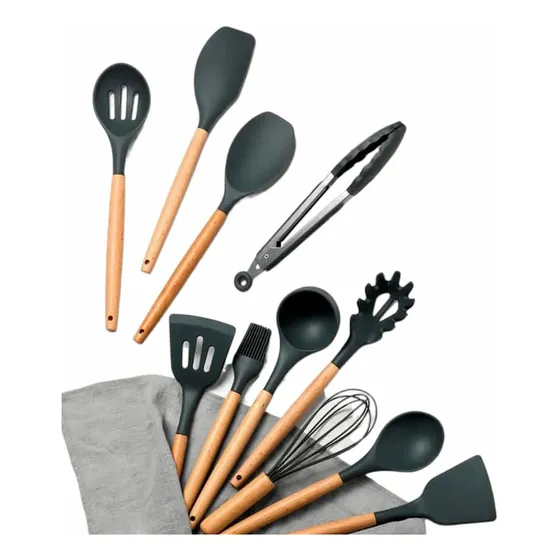 Utensilios De Cocina 12 Piezas Negro Marca Roccia 