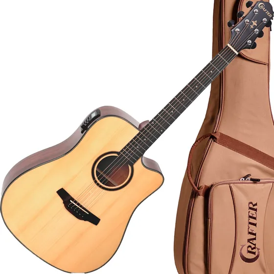 Violão Folk Cutway Crafter Hd-250ce/n Com Bag M-line 