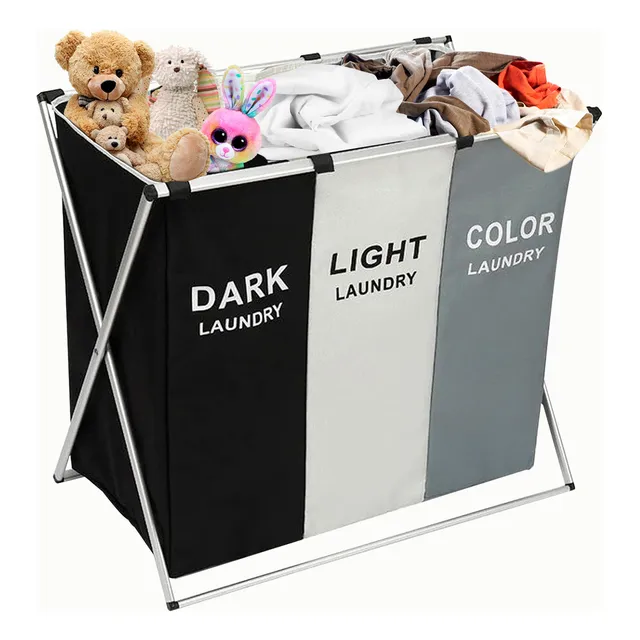 Cesto De Ropa Sucia Canasto Slim Company Organizador De 3 Compartimentos Plegable Almacenamiento Para Ropa Color Tricolor