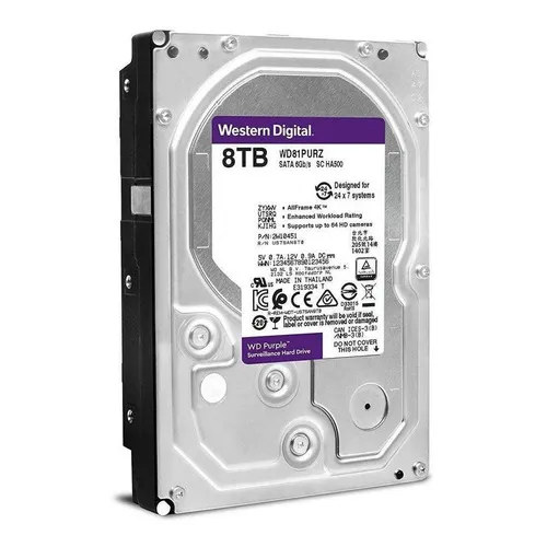 Disco Duro Sata 8tb 3.5 Interno Western Digital Purple 5400 Color Plateado