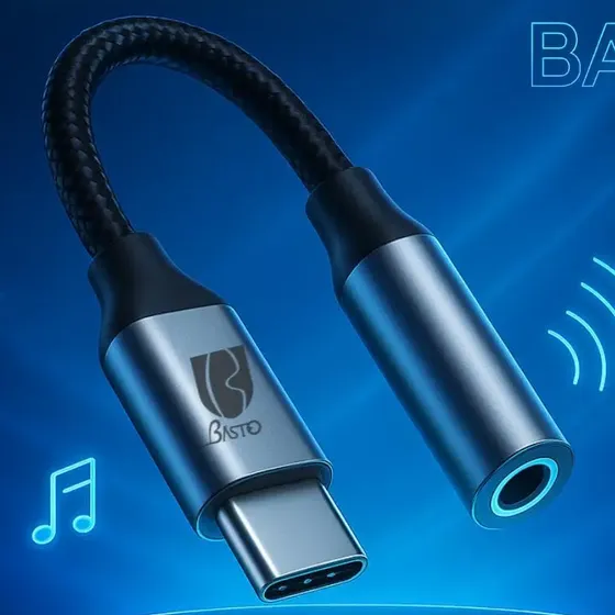 Cabo Adaptador USB Tipo C para P2 3.5mm Com Chip DAC para Celulares e Notebooks