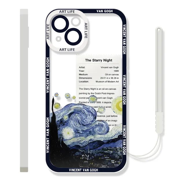 Funda De Tpu Diseño De Noche Estrellada Para iPhone + Correa