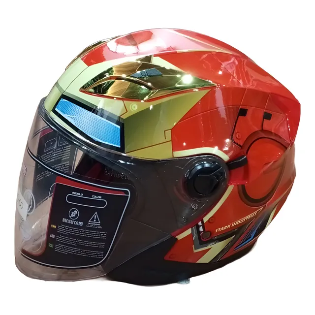 Casco Semi Integral Para Moto Jaguar Marvel Ironman Talla Xl