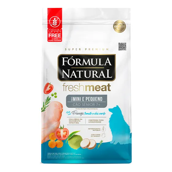 Fórmula Natural Super Premium Fresh Meat Cão Sênior Portes Mini e Pequeno Frango, Tomate e Chá Verde 7kg