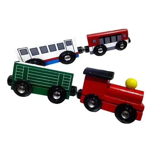Trencito Madera Imantados 4 Vagones Didactico Locomotora