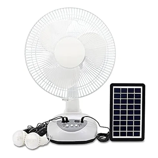Ventilador De Pedestal Recargable 12 Pulgadas + Panel Solar