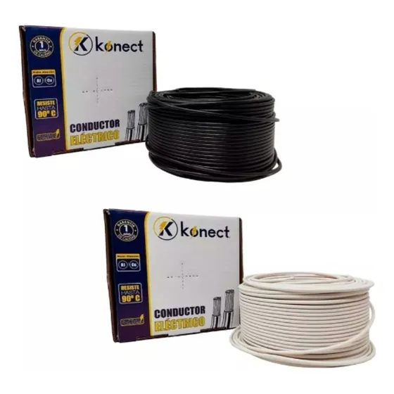 Cable Electrico Cca Konect Calibre 10 Blanco Negro 100m 2pzs