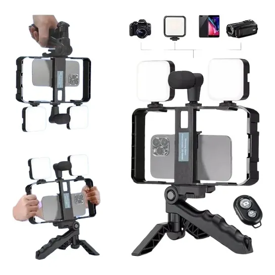 Tripode Estabilizador Celular Tablet Doble Luz Led Flash