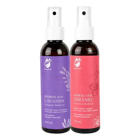 Hidrolato Natural de Lavanda e Gerânio 100% Puro Natural Oliapon – Água Floral Calmante, Tônico Facial e Spray Aromático para Pele, Cabelos e Ambiente | Equilibra, Refresca e Revitaliza