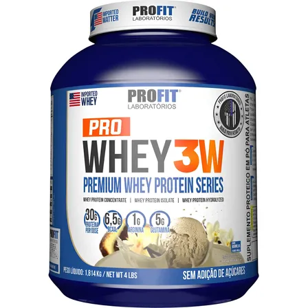 Pro Whey 3w Concentrado 1.814kg Profit Suplemento Baunilha Baunilha