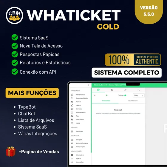 Whaticket Saas +typebot +chatgpt +n8n +chatbot E Muito Mais