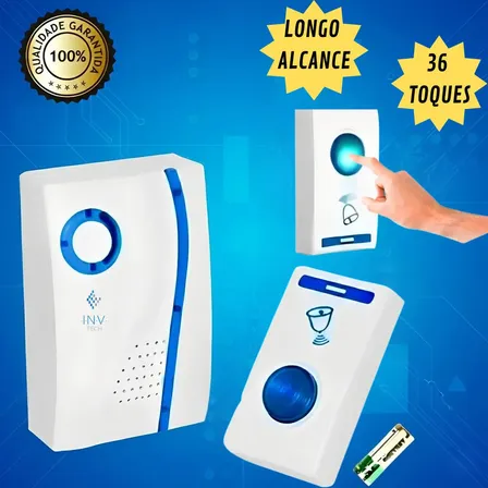 Campainha Residencial Sem Fio De Longo Alcance Wireless 100 Mts Prova Dágua Fácil Instalação - Marca Inv Tech 127/220v
