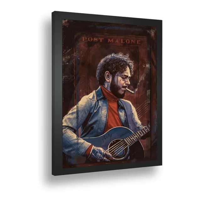 Quadro Emoldurado Poster Post Malone Rap Trap Musica A3