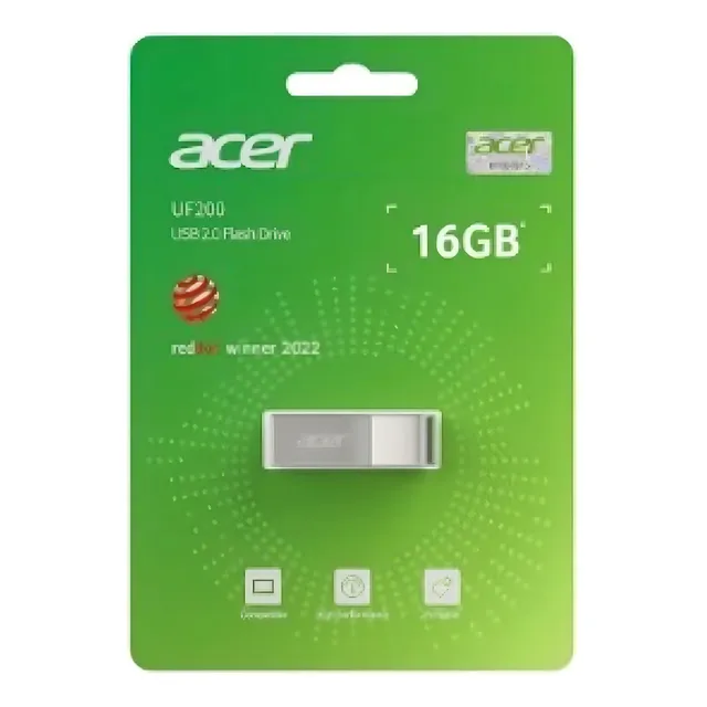 Memoria Flash Usb Acer De 16 Gb Metalica Uf200 Color Plateado