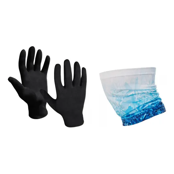 Cuello Termico Guantes Invierno Abrigo Running Bici Moto Kit Color Negro - Hielo