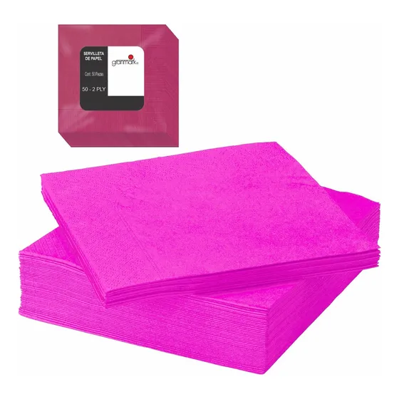 Servilleta Coctel De Papel Desechable Granmark - 200 Piezas Color Fucsia