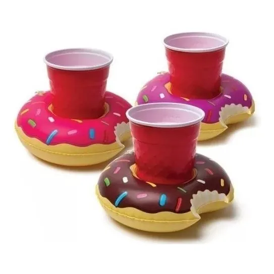 Inflable Portavaso Dona Donut Rosa Marrón Piscina Vaso Pro