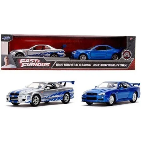 Pacote duplo Brian's Nissan Skylines azul e prata para 1/32
