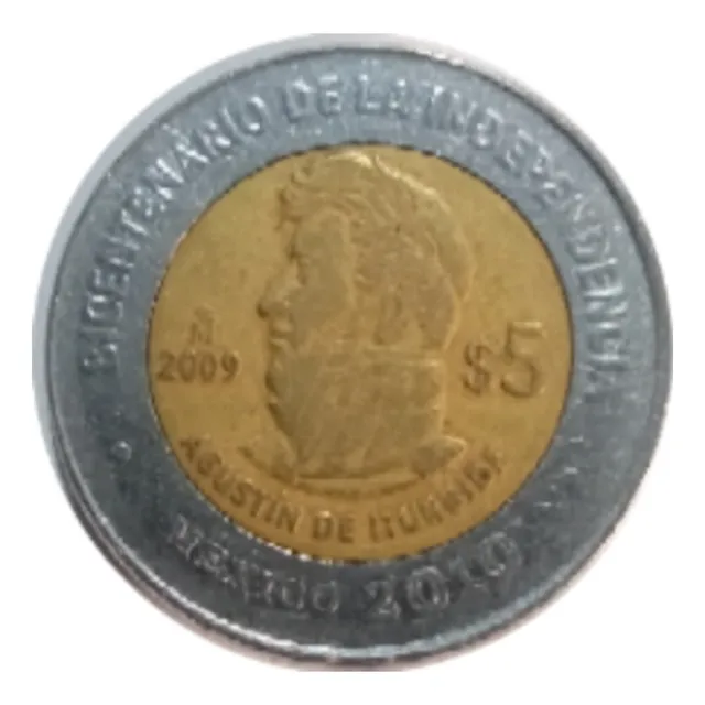 Moneda Mexicana Agustín De Iturbide 2009- 5 Pesos Con Error