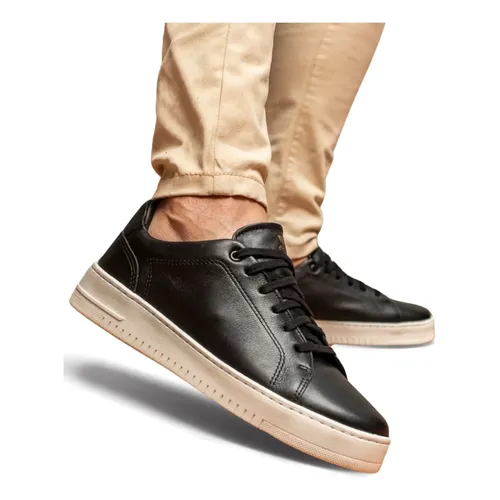 Tênis Masculino Couro Legítimo Essential Leve Confortável Preto Plume 40