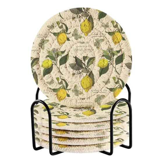 6 Posavaso Soporte Para Bebida Diseño Arbol Limon Mesa