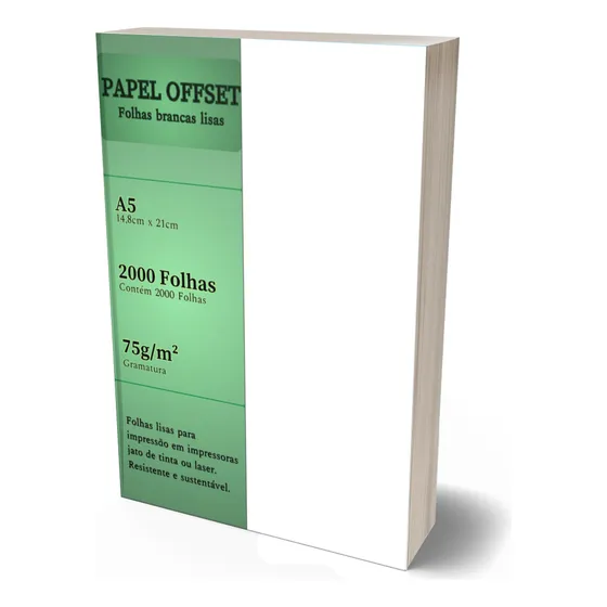 Papel Offset A5 Branco 2000 Folhas 75g Bestgraph