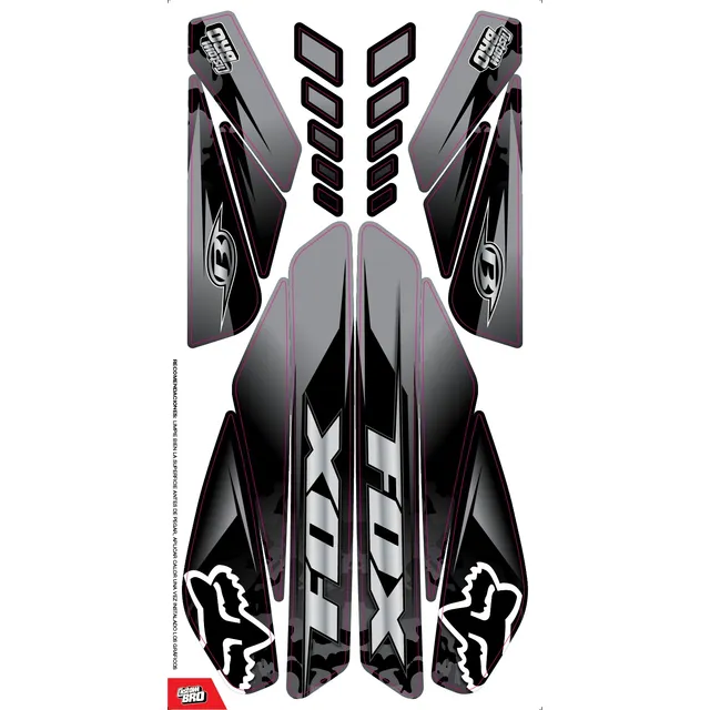 Kit Graficos Calcomania Fox Gris Para Moto Bera Sbr