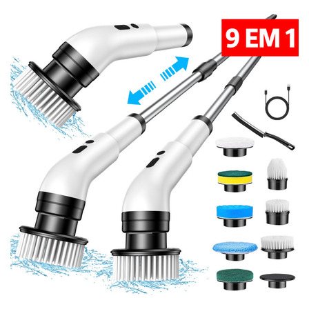Escova De Limpeza Elétrica Janela Banheiro E Cozinha 9 Em 1 Cor Branco Escova De Limpeza Elétrica Janela Banheiro E Cozinha 9 Em 1 Cor Branco