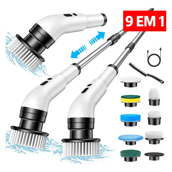 Escova De Limpeza Elétrica Janela Banheiro E Cozinha 9 Em 1 Cor Branco